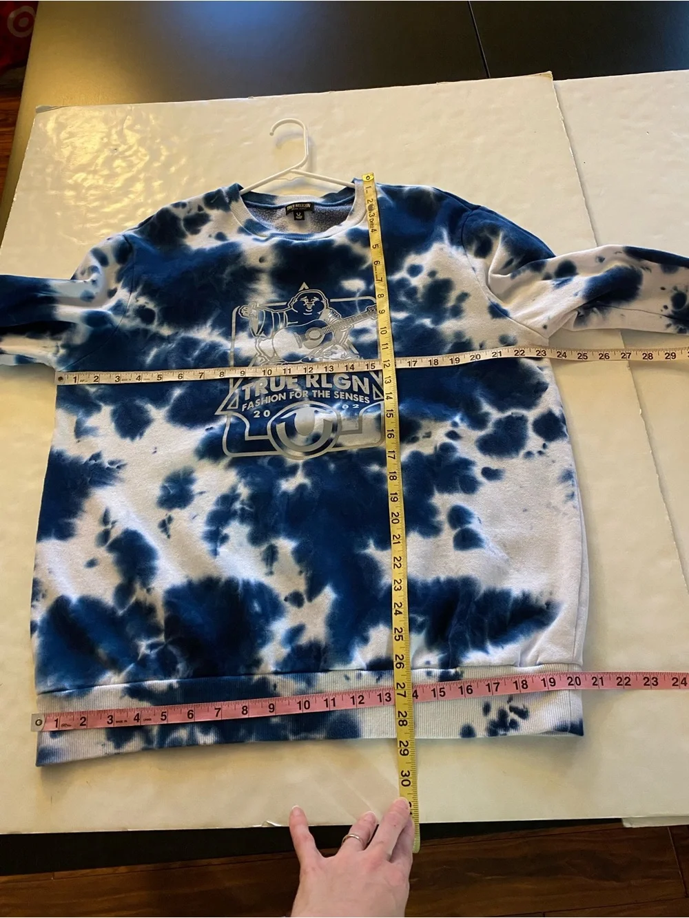 Buddha True Religion Tie Dye Sweatshirt Mens Size XL Blue RLGN Crewneck Sweats